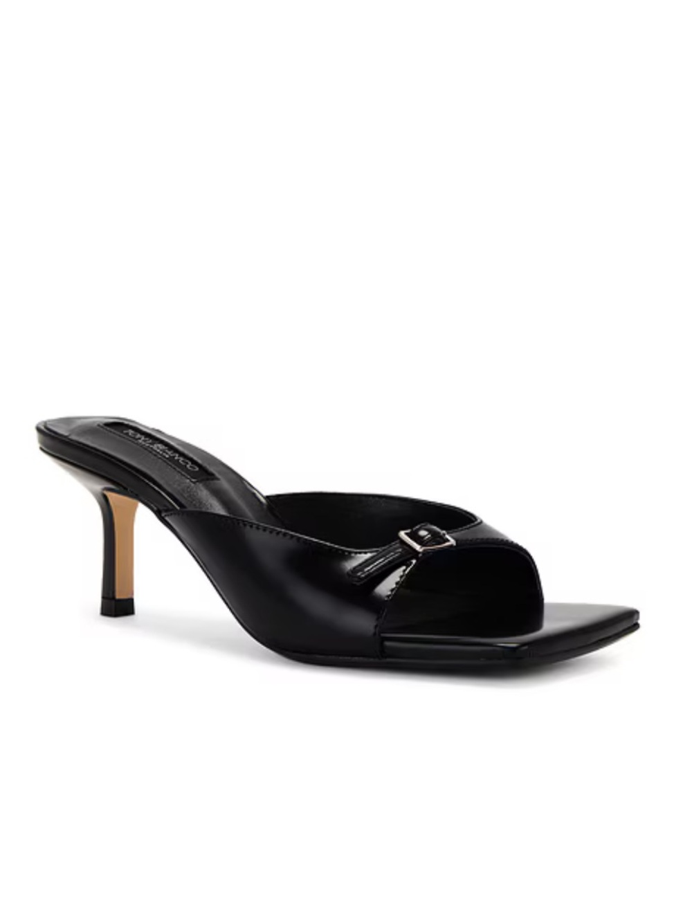 Tony Bianco Asar Sandals Black Hi Shine Leather Slip-Ons Kitten Heels shoes 10